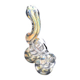 Double Chamber Ribboned & Gold Fumed Bubbler | 7in Tall