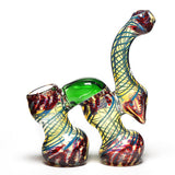 Double Chamber Ribboned & Gold Fumed Bubbler | 7in Tall