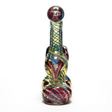 Double Chamber Ribboned & Gold Fumed Bubbler | 7in Tall