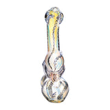 Double Chamber Ribboned & Gold Fumed Bubbler | 7in Tall